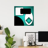 Abstrakt Rich Modern Aquamarine Formen AP006 Poster (Heimbüro)