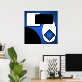Abstrakt Rich Modern Blue Shapes AP006 Poster (Heimbüro)