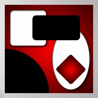 Abstrakt Rich Modern Red Shapes AP006 Poster