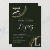 Abstrakt Rings Script Mit Monogramm Wedding Einladung (Vorne/Hinten)