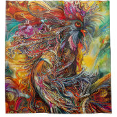 Abstrakt Rooster Fantasy Duschvorhang (Vorderseite)