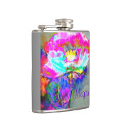 Abstrakt rosa aquamarine Aquarellmalerei Flachmann (Rechts)