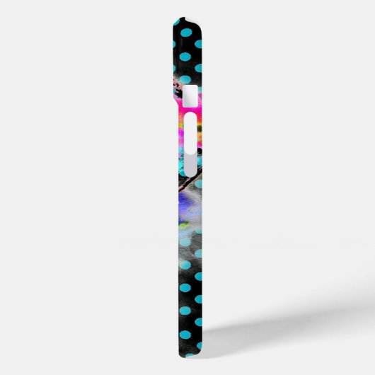 Abstrakt rosa, aquamarine, florale Polka-Punkte Case-Mate iPhone Hülle (Rückseite / Links)