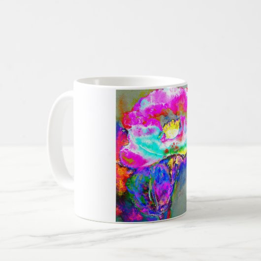 Abstrakt rosa Aquarellblüte Kaffeetasse (Vorderseite Links)