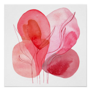 Abstrakt rosa Aquarellzusammensetzung Poster