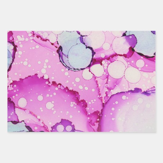 Abstrakt rosa blaue Lila Papiertücher Geschenkpapier Set (Vorderseite 3)