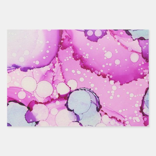 Abstrakt rosa blaue Lila Papiertücher Geschenkpapier Set (Vorderseite)