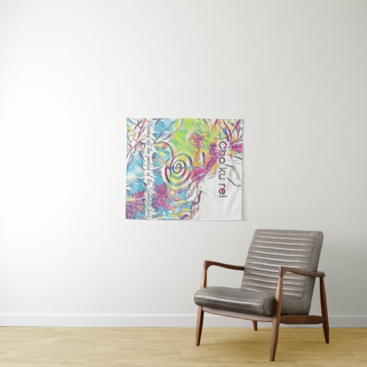 Abstrakt rosa, blaugrünes Reiki Symbol Cho Ku Rei Wandteppich (Beispiel (Horizontal))