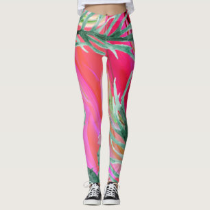 abstrakt rosa Blumenkissen Leggings