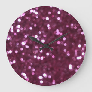 Abstrakt rosa, Bokeh-Lichter unscharf. Große Wanduhr