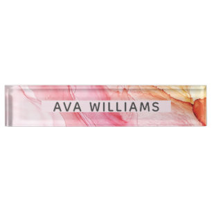 Abstrakt rosa Farbe elegant Namensplakette