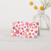 Abstrakt rosa Farbflora Muster Platzkarte (Rückseite)