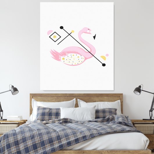 Abstrakt rosa Flamingo | Funny Flamingo Lovers Leinwanddruck (Insitu (Schlafzimmer))