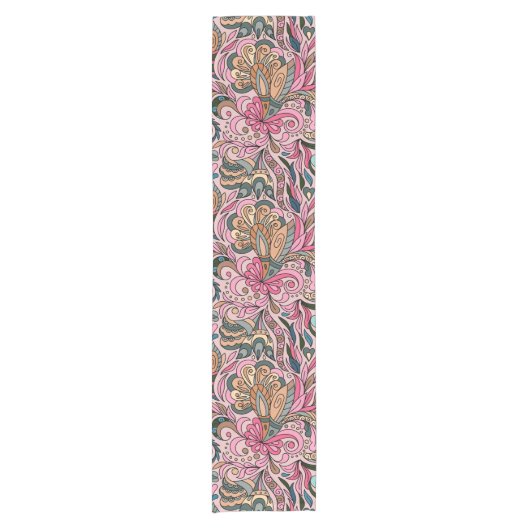 Abstrakt rosa Floral Kurzer Tischläufer (Vorderseite)