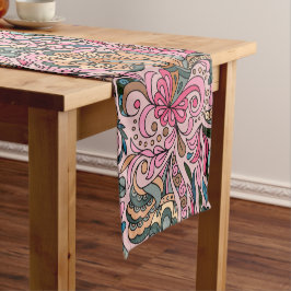 Abstrakt rosa Floral Kurzer Tischläufer