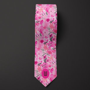 Abstrakt rosa Floral Monogramm Krawatte