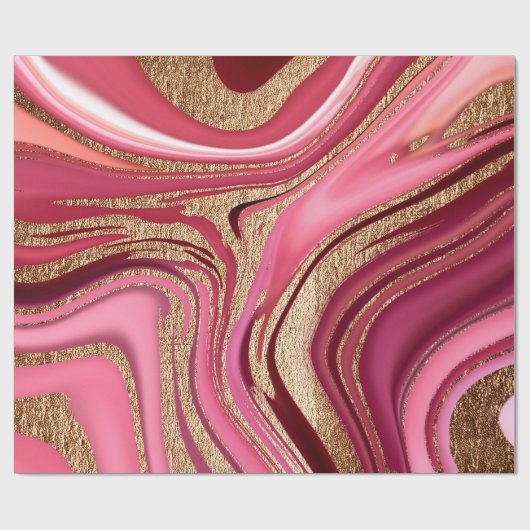 Abstrakt rosa Flüssig-Marmor mit Glitzer Geschenkpapier (Flach)