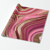 Abstrakt rosa Flüssig-Marmor mit Glitzer Geschenkpapier (Ungerollt)