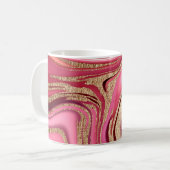 Abstrakt rosa Flüssig-Marmor mit Glitzer Kaffeetasse (Vorderseite Links)