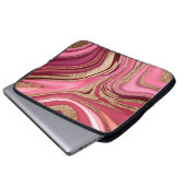 Abstrakt rosa Flüssig-Marmor mit Glitzer Laptopschutzhülle (Vorne Knopf)