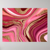 Abstrakt rosa Flüssig-Marmor mit Glitzer Poster (Vorne)