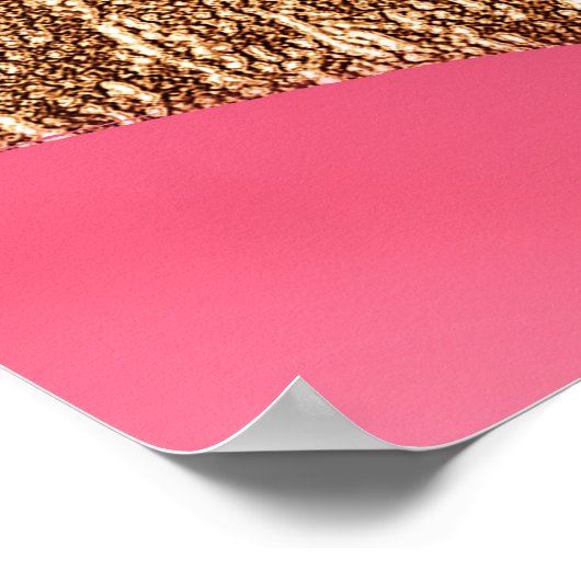 Abstrakt rosa Flüssig-Marmor mit Glitzer Poster (Ecke)