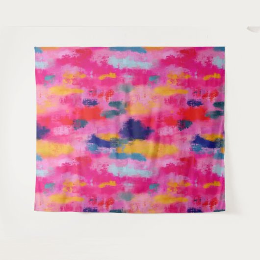 Abstrakt rosa, fröhlich und lebendig wandteppich (Vorderseite (Horizontal))