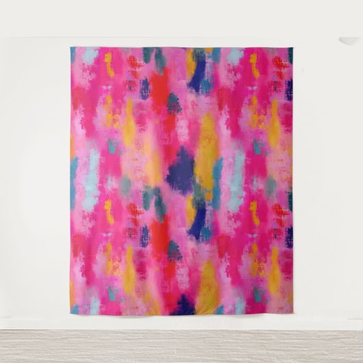 Abstrakt rosa, fröhlich und lebendig wandteppich (Vorderseite)