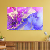 Abstrakt Rosa Gold Lila Alkoholtinte Original Leinwanddruck (Insitu (Wohnzimmer))