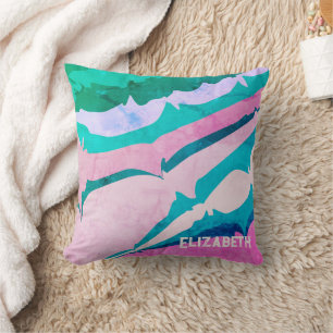 Abstrakt Rosa Grün Pastell Modern Personalisiert Kissen