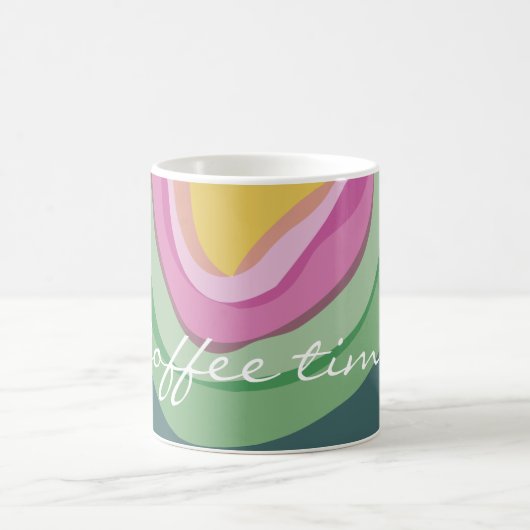 Abstrakt rosa grüne Wasserfarbe Kaffeetasse (Mittel)
