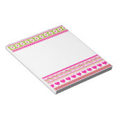Abstrakt-Rosa-grünes Muster + Punkte Blume Herz Notizblock (angewinkelt)