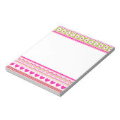 Abstrakt-Rosa-grünes Muster + Punkte Blume Herz Notizblock (Rotiert)