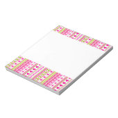 Abstrakt-Rosa-grünes Muster + Punkte Blume Herz Notizblock (Rotiert)