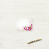 Abstrakt rosa Hibiskus 4x3 Post-it Klebezettel (Auf Schreibtisch)