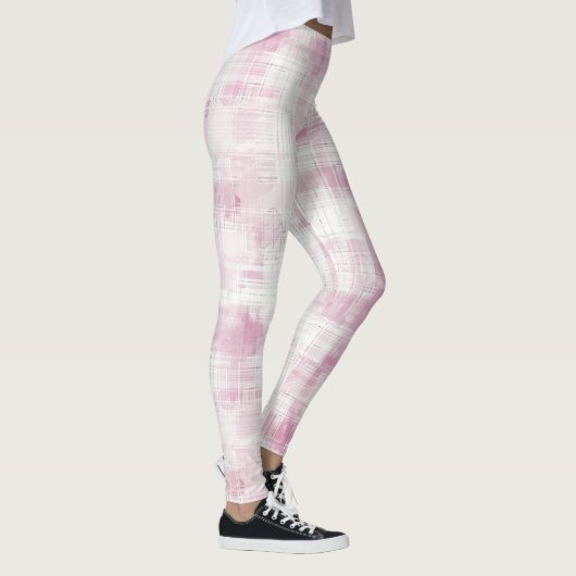 Abstrakt rosa Karierte Streifen Leggings (Rechts)