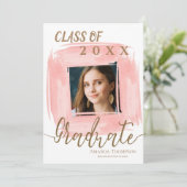 Abstrakt-rosa-Klasse 2025 Foto-Graduierungspartei Einladung (Stehend Vorderseite)