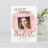 Abstrakt-rosa-Klasse des Abschlusses 2025 Foto Einladung (Stehend Vorderseite)