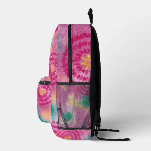 Abstrakt rosa Kreise Gelber Rückenbeutel Bedruckter Rucksack (Rechts)