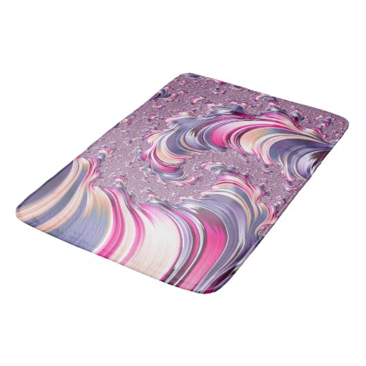 Abstrakt rosa Lila Fraktal Badematte (Schrägansicht)