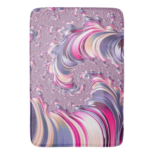 Abstrakt rosa Lila Fraktal Badematte (Vorderseite Vertikal)