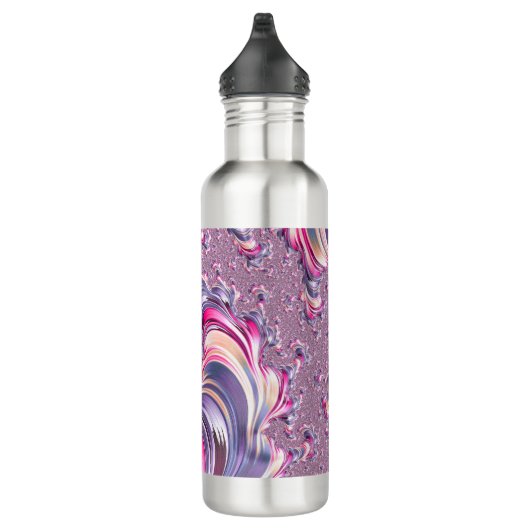 Abstrakt rosa Lila Fraktal Edelstahlflasche (Rechts)