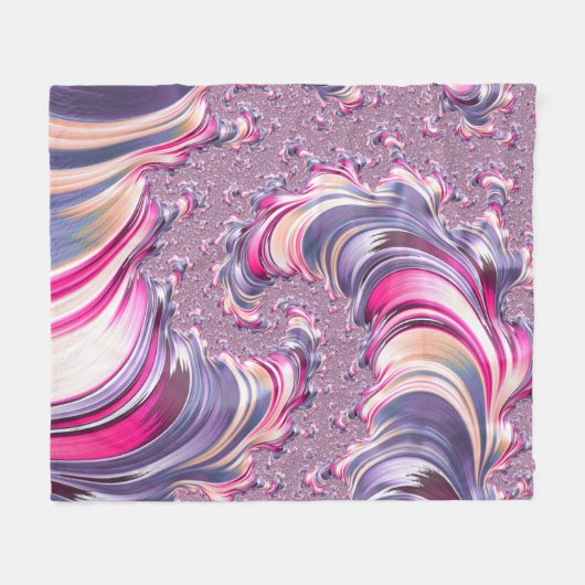Abstrakt rosa Lila Fraktal Fleecedecke (Vorderseite (Horizontal))