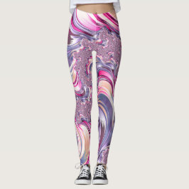 Abstrakt rosa Lila Fraktal Leggings