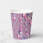 Abstrakt rosa Lila Fraktal Pappbecher (Rechts)