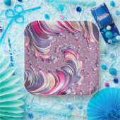 Abstrakt rosa Lila Fraktal Pappteller (Party)