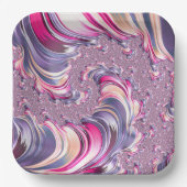Abstrakt rosa Lila Fraktal Pappteller (Vorderseite)