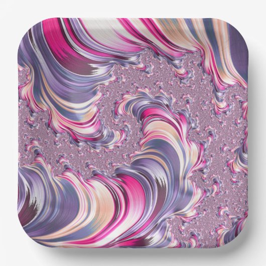 Abstrakt rosa Lila Fraktal Pappteller (Vorderseite)