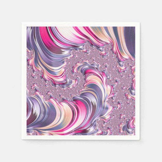 Abstrakt rosa Lila Fraktal Serviette (Vorderseite)