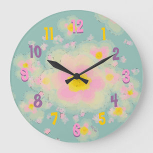 Abstrakt (rosa/lila) große wanduhr
